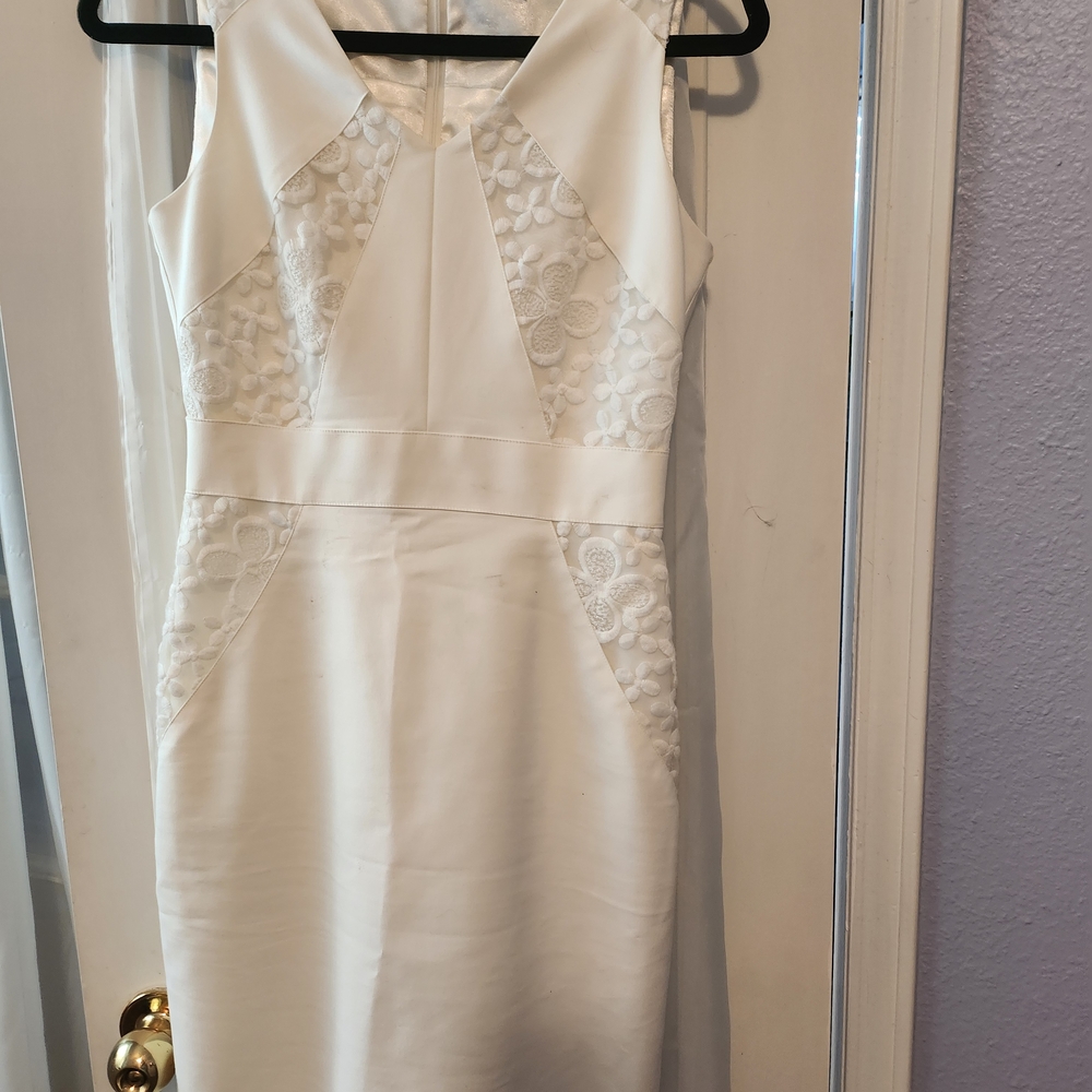 ANTONIO MELANI Ivory Floral Lace Midi Dress